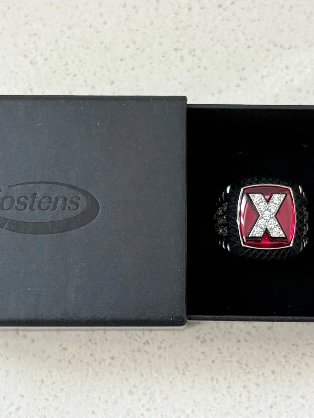 Rascal Flatts Silver-Tone Red Enamel Ring with Crystal 'X' Accent